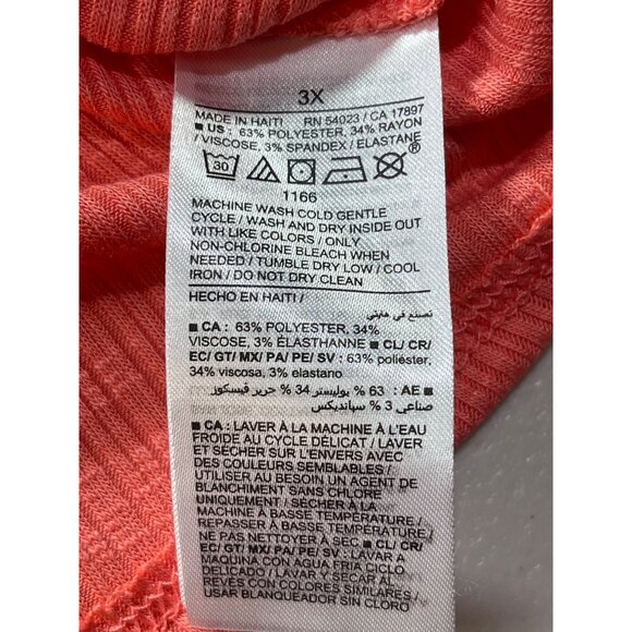 Old Navy Coral Sleeveless Ribbed Tank Top 3X Polyester & Rayon Blend - Picture 7 of 8